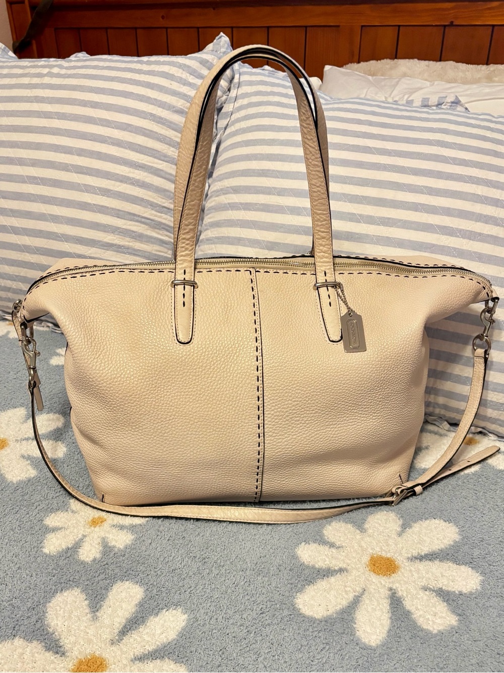 COACH Pebbled Leather Large Weekend Tote Bag